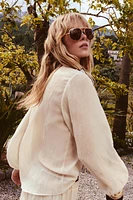 SEMI-SHEER BLOUSE WITH RUFFLES