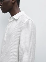 Chemise slim à rayures en lin