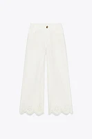 PANTALON JUPE-CULOTTE BRODERIES AJOURÉES