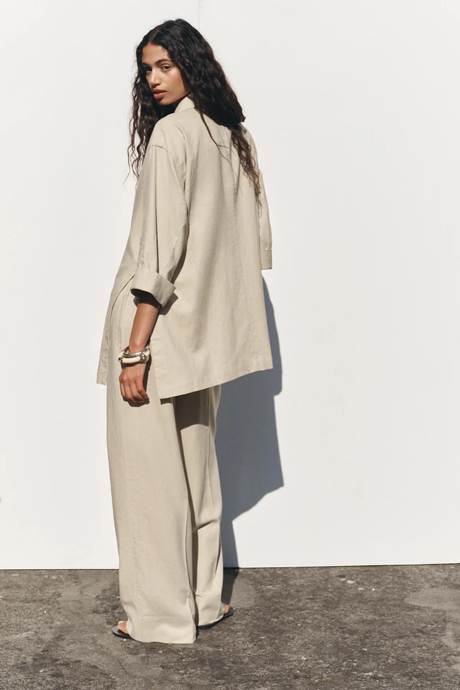 PANTALON LARGE AVEC LIN