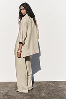 LINEN BLEND WIDE LEG PANTS
