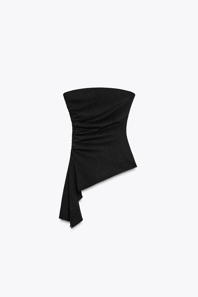 TEXTURED BANDEAU TOP