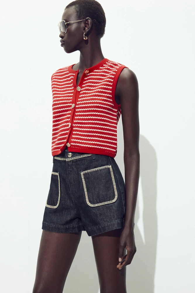 TOP GILET JACQUARD BOUTONS