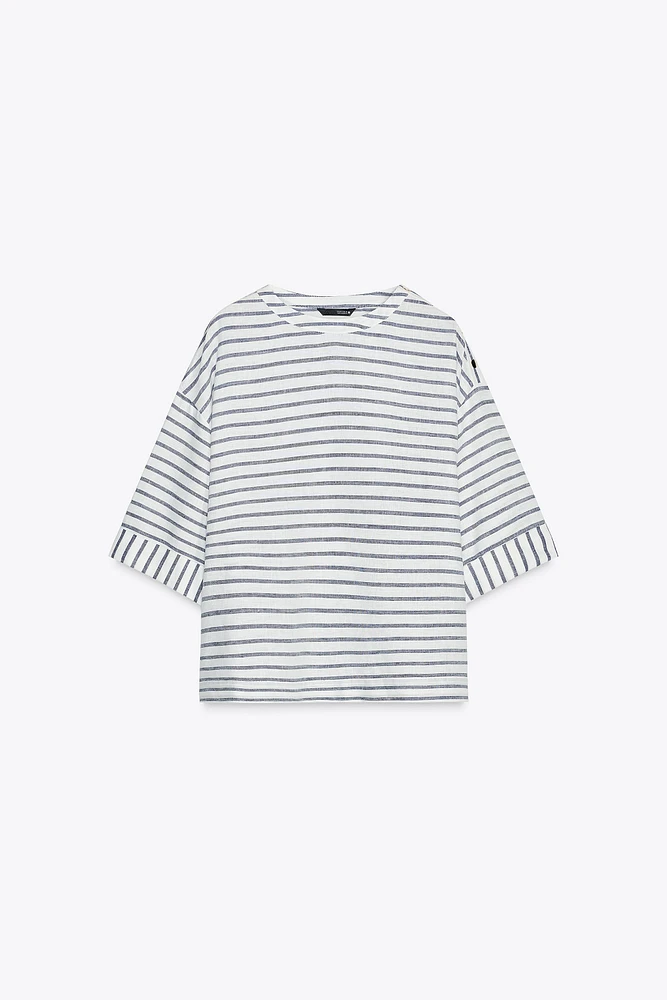 CHEMISE À RAYURES AVEC LIN