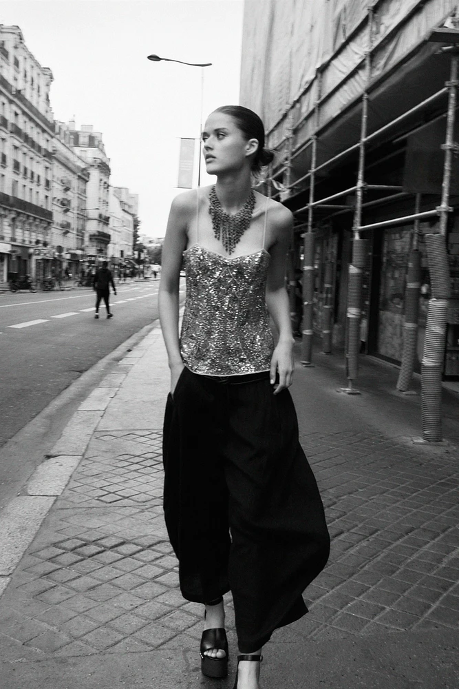 ZW COLLECTION EMBROIDERED BEADED TOP