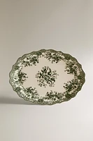 PLAT FAÏENCE IMPRIMÉ FLEURS