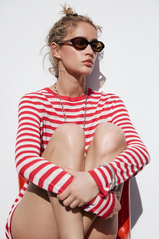 PULL EN JERSEY À RAYURES