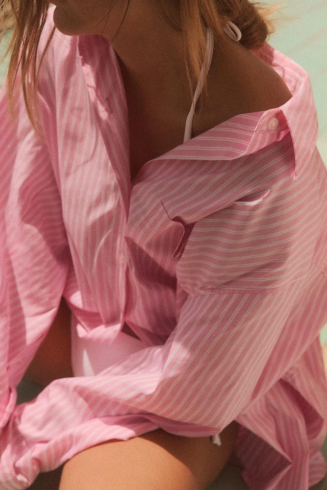 STRIPED OVERSIZED POPLIN SHIRT