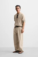 PLEATED STRAIGHT FIT PANTS