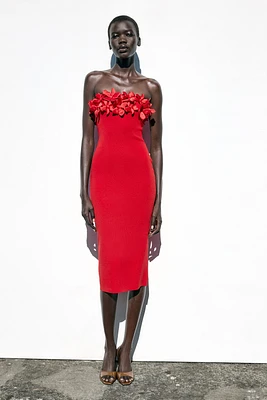 ROBE MIDI FLEURS EN MAILLE
