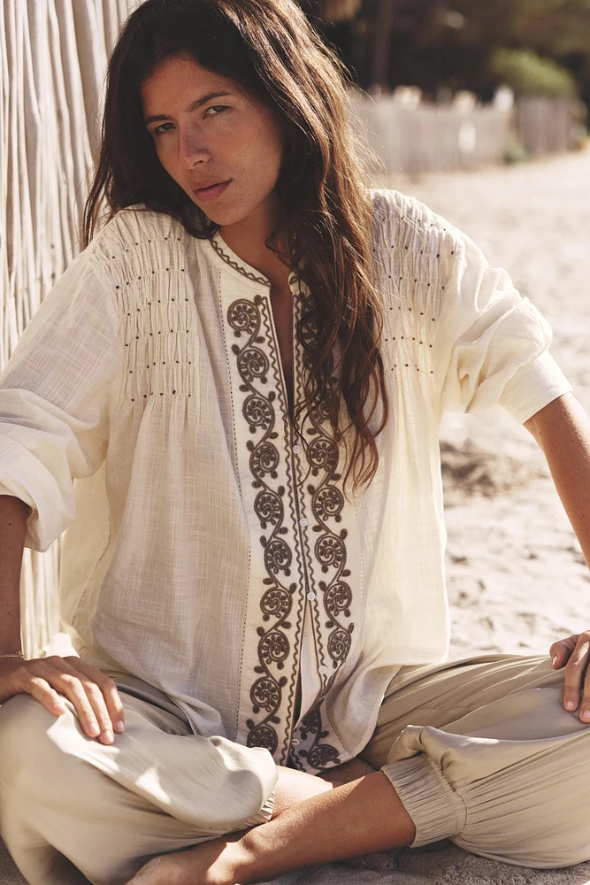 EMBROIDERED BEADED BLOUSE