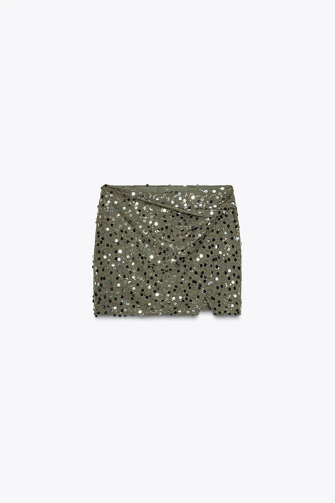 KNOTTED SEQUIN SKORT
