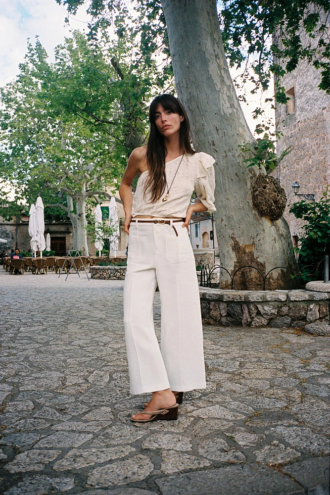 EMBROIDERED ASYMMETRIC TOP