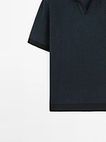 100% cotton contrast polo sweater