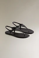 SANDALES PLATES CUIR