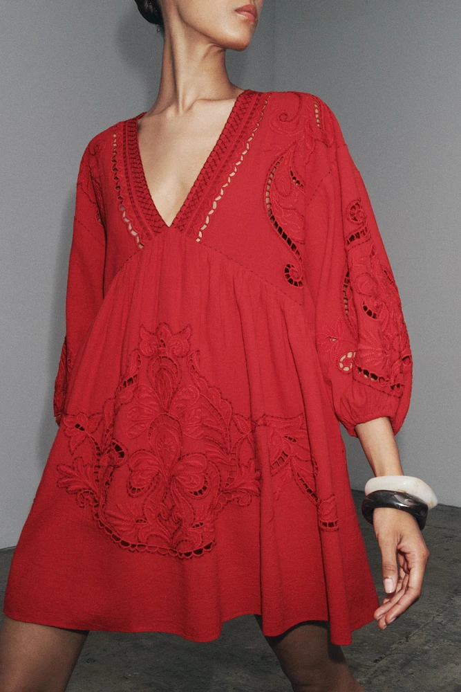 ZW COLLECTION SHORT EMBROIDERED DRESS