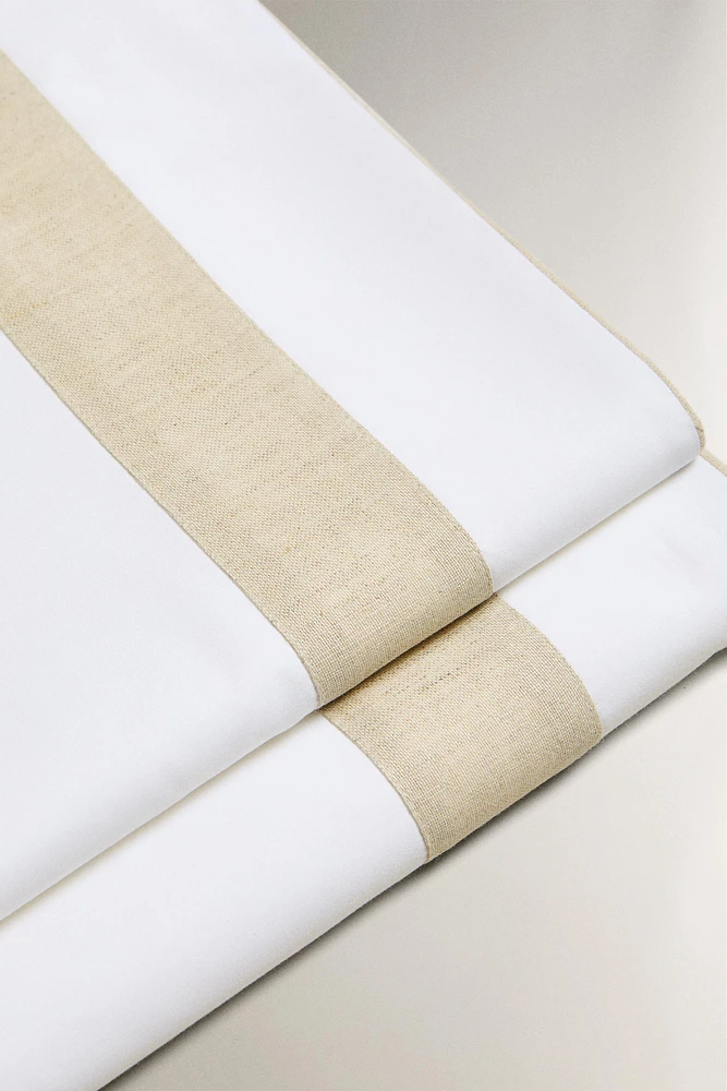 DRAP DE DESSUS COTON LISERÉ