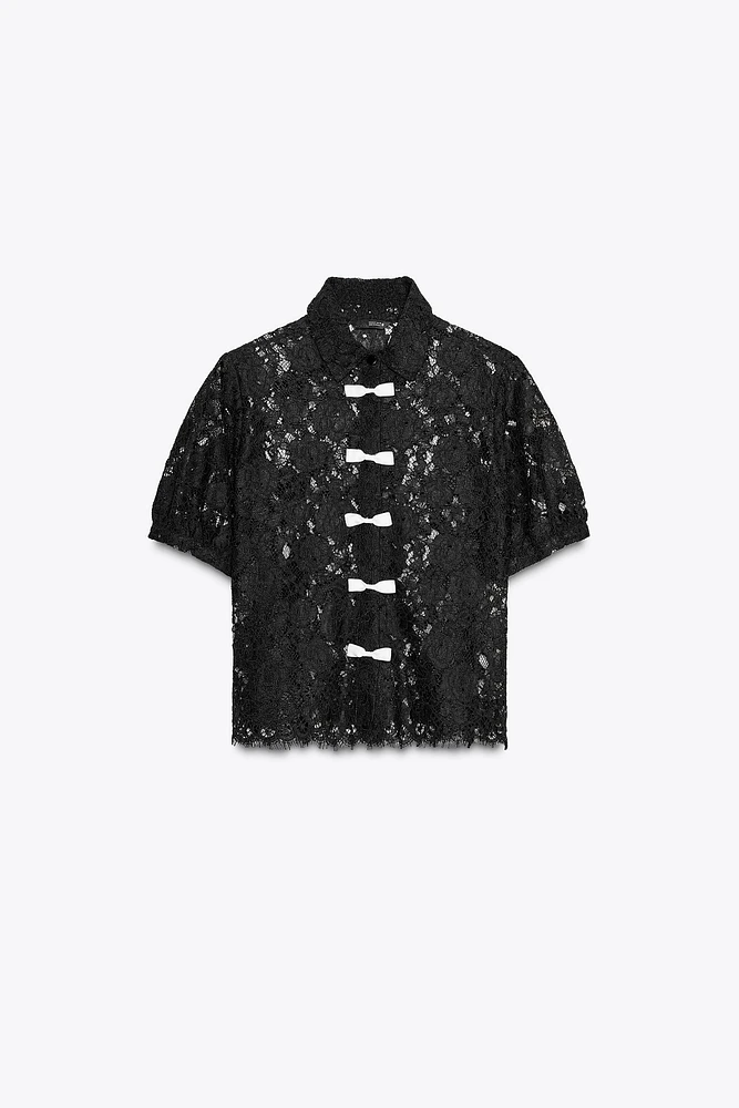 LACE BOW SHIRT