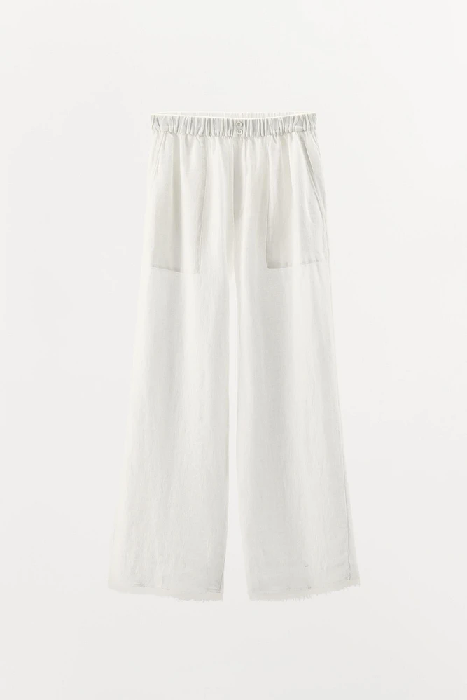 DOUBLE BUTTON LINEN PANTS