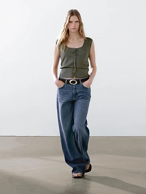 Top corset en maille de lin