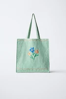 EMBROIDERED FLORAL TOTE BAG