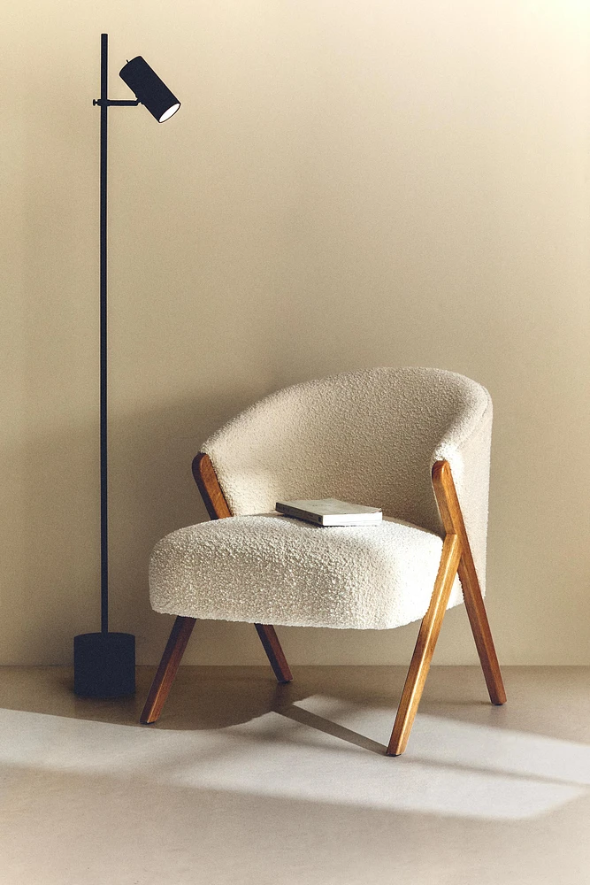 FAUTEUIL TAPISSÉ TISSU BOUCLÉ