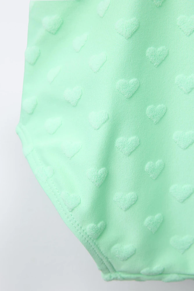 1-6 ANS/ MAILLOT DE BAIN À CŒURS SERVIETTE