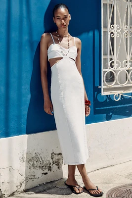 ROBE MIDI EN DENIM AJOURÉE Z1975