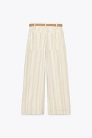 PANTALON LARGE RAYURES CEINTURE