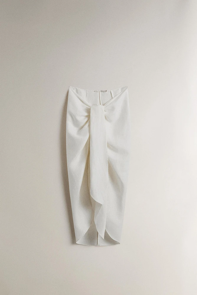 LONG LINEN BEACH SARONG WITH KNOT