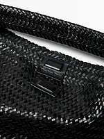 Nappa leather woven maxi tote bag