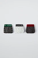 6-14 YEARS/ THREE-PACK OF SANTA AND CHRISTMAS TREE BOXERS