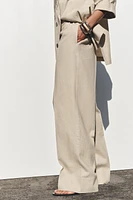 LINEN BLEND WIDE LEG PANTS