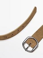 Ceinture boucle ovale croûte de cuir