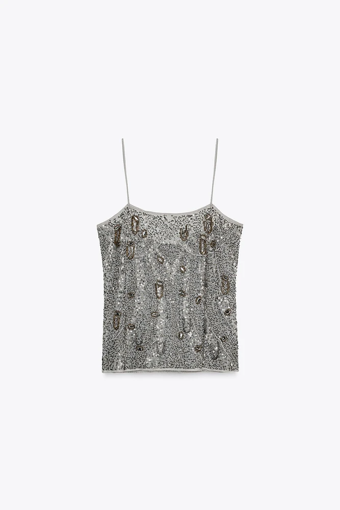 ZW COLLECTION EMBROIDERED BEADED TOP