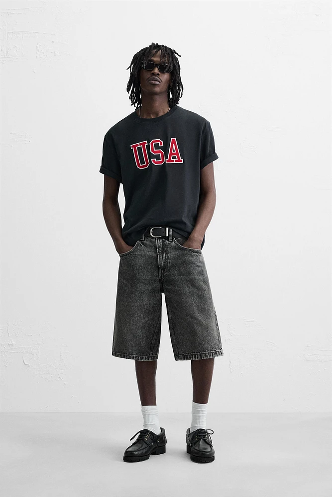 WASHED BAGGY FIT DENIM SHORTS