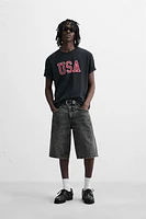 WASHED BAGGY FIT DENIM SHORTS