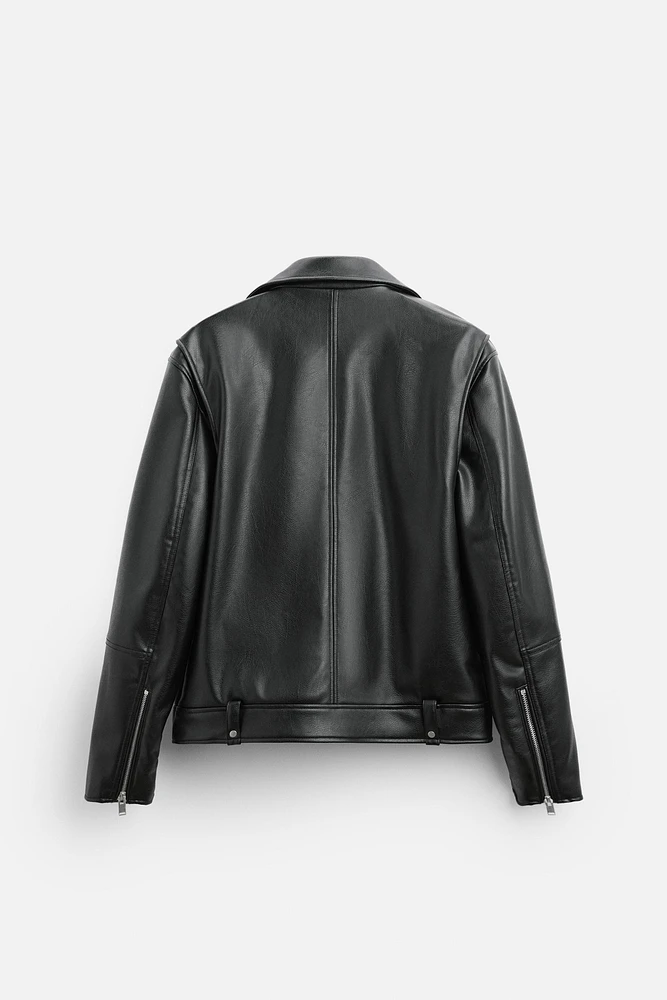 BLOUSON DE MOTARD MATIÈRE SYNTHÈTIQUE