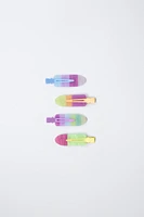 LOT DE QUATRE CLIPS COULEURS