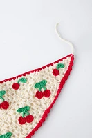 CHERRY CROCHET KNIT BANDANA