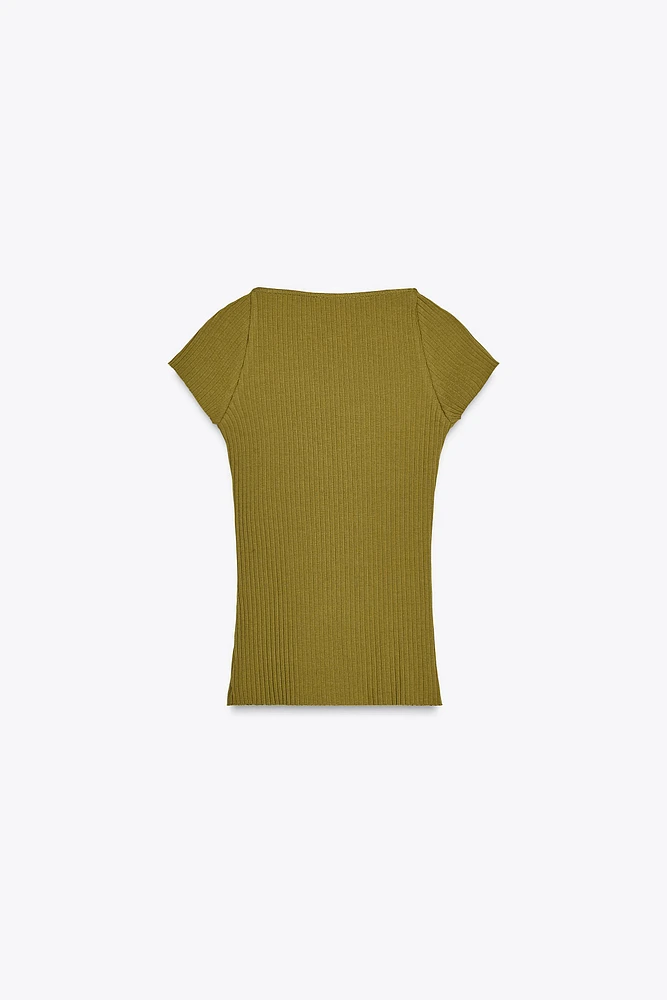 TOP CÔTELÉ DÉCOLLETÉ CŒUR