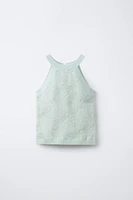 FLORAL KNIT HALTER TOP