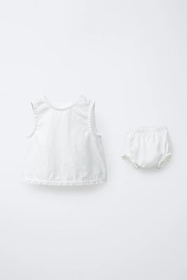 LINEN LACE SHIRT AND BLOOMERS SET