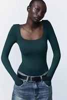 SQUARE NECK POLYAMIDE BODYSUIT