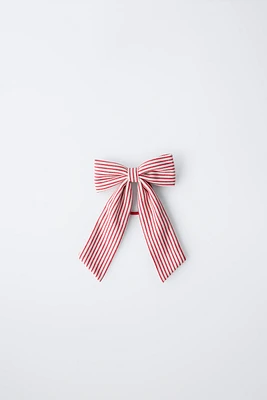 STRIPED BOW CLAW CLIP HAIR TIE