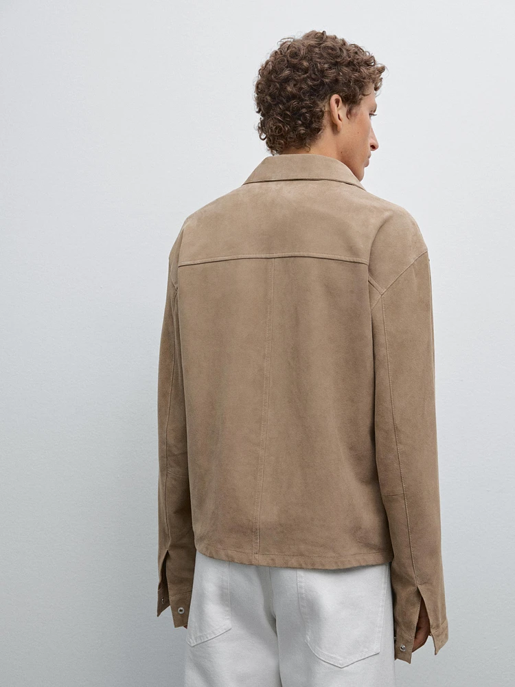 Short suede leather jacket