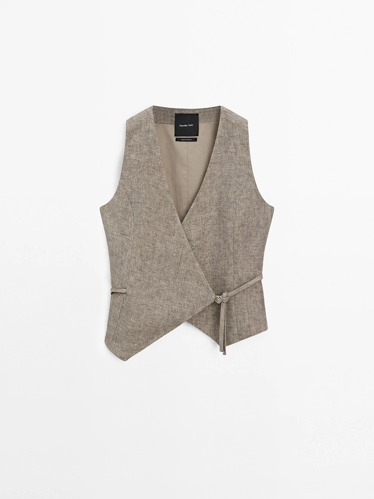 Gilet court cache-cœur 100 % lin