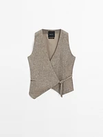 Gilet court cache-cœur 100 % lin