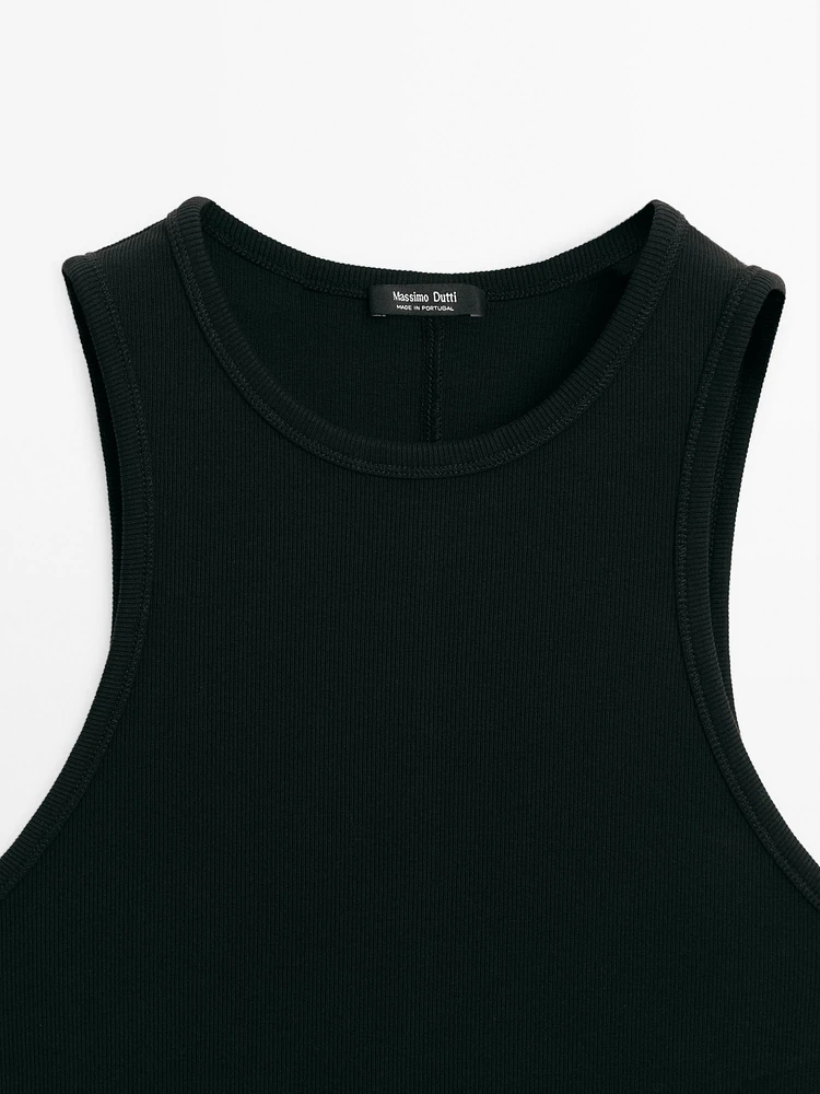 Cotton blend halter-neck top