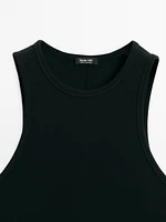 Cotton blend halter-neck top